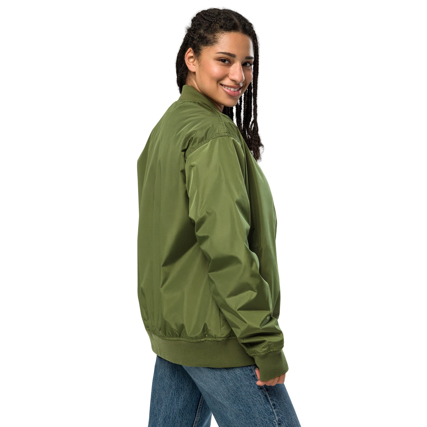 Premium recycled bomber jacket - White Lettering